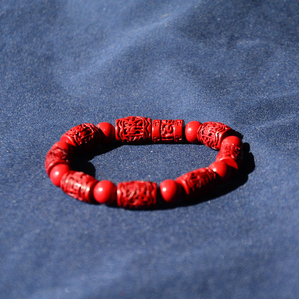 硃砂福印雕花手串過香開光道家