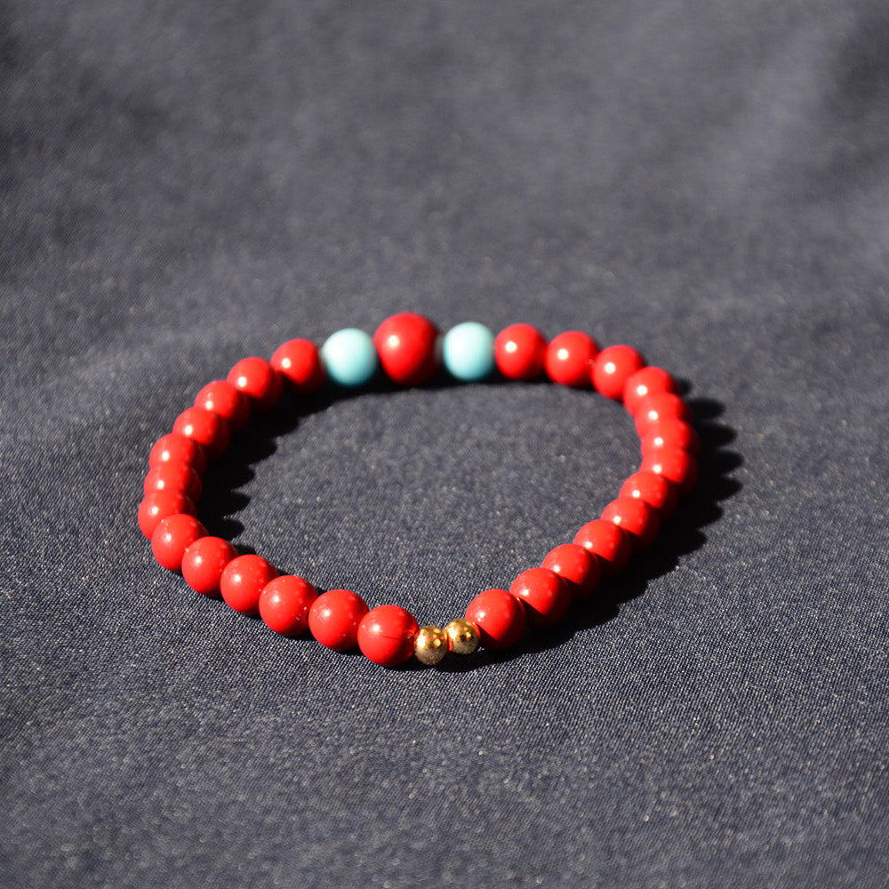 过香开光道家朱砂青玉点缀手串