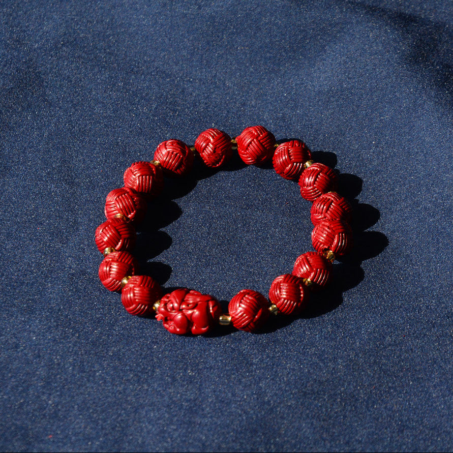 朱砂貔貅鸿运手串过香开光道家